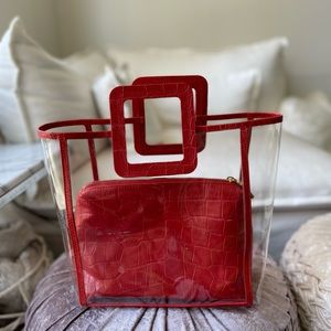 Staud rectangular PVC red bag with matching zip insert